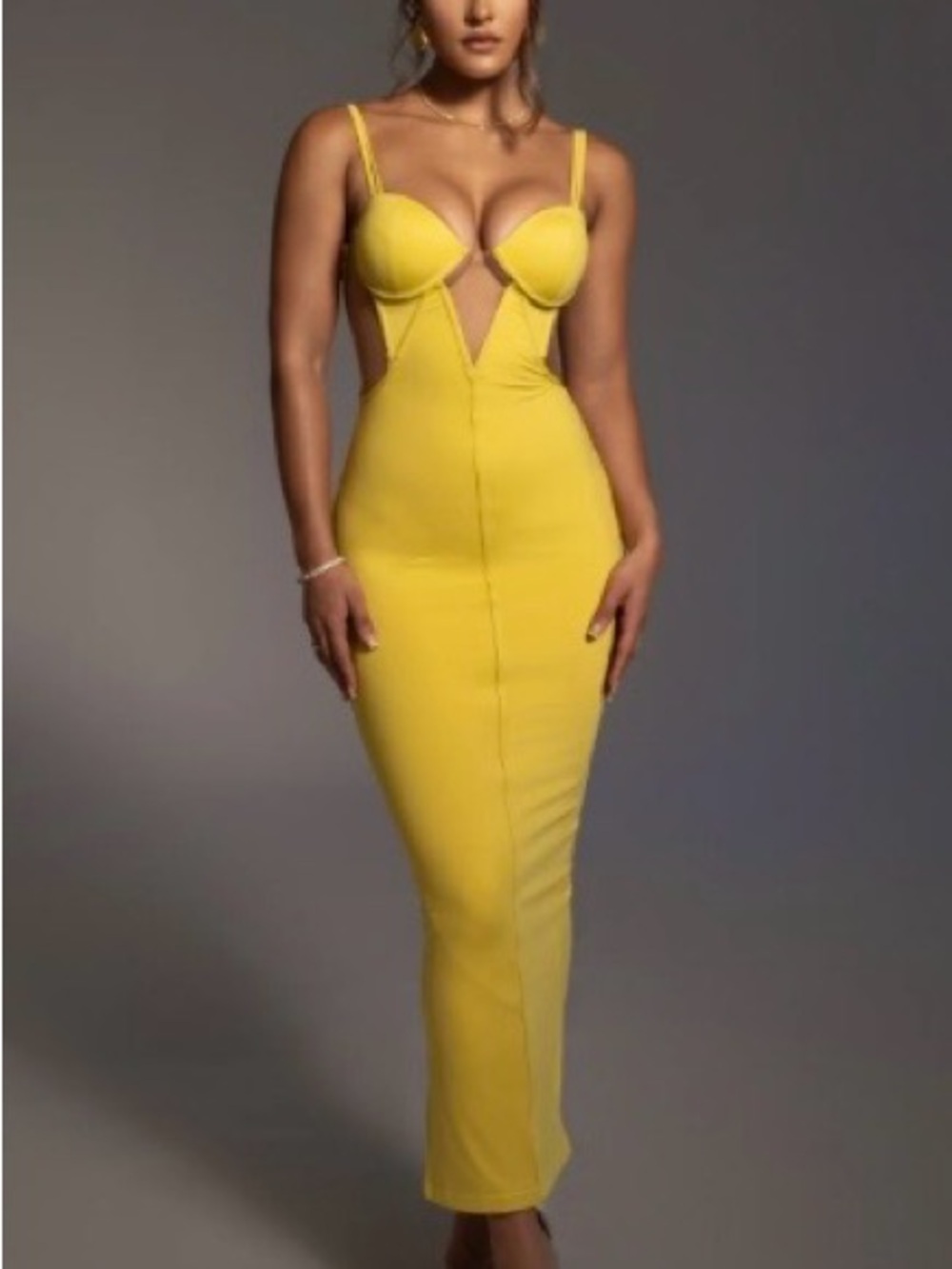 JLUXLABEL Yellow Cutout Bodycon Maxi Dress